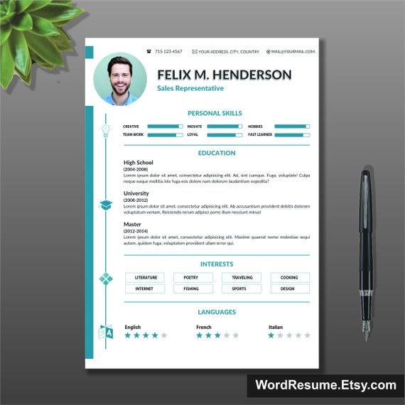 Resume Template Cover Letter Portfolio Modern Template