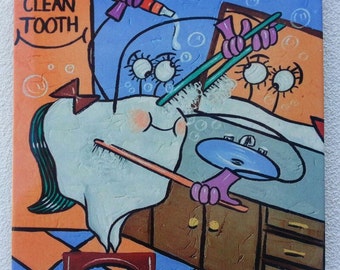 Clean Tooth! Funny souvenir tile