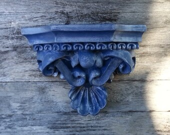 Blue with Silver Glaze Wall Shelf
