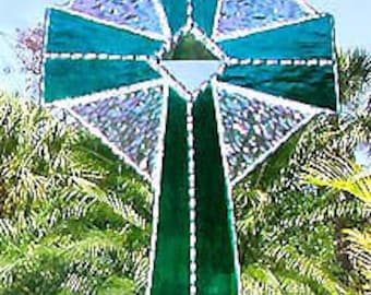 Stained Glass Cross, Stained Glass Suncatcher, Cross SunCatcher, Glass Sun Catcher, Cross, Christian Sun Catchers, Christian Gift, 9515-TL