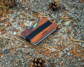 Change your Leather Wallet into this Handmade Minimalist Wallet, Men’s Wood Wallet, Wooden Money Clip, Men stocking stuffer