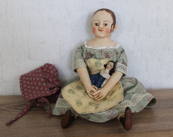 Reproduction Izannah Walker doll press form "Mary" Civil War 19th century 15 1/2 inch