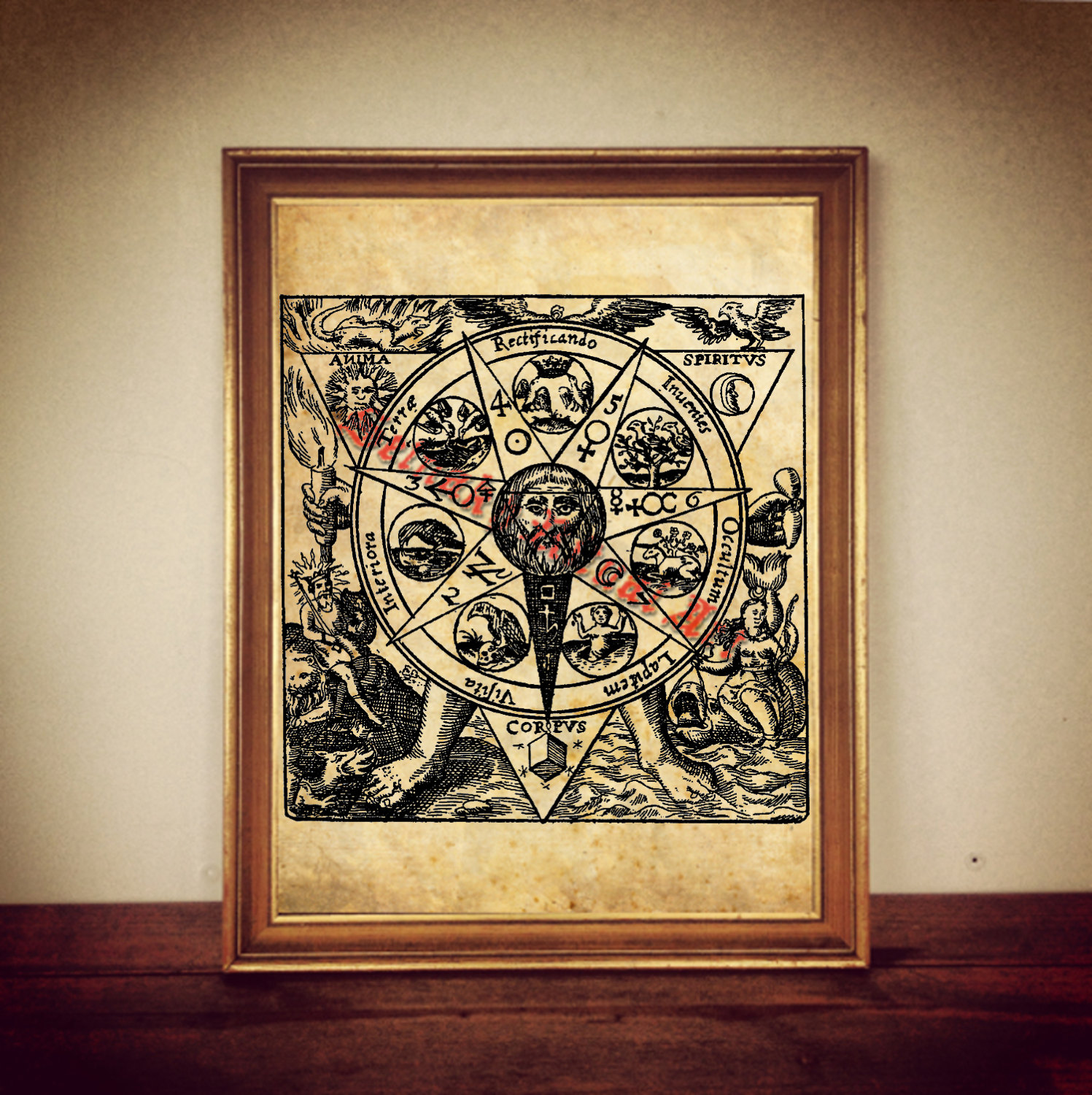 Alchemy print alchemical illustration alchemy poster