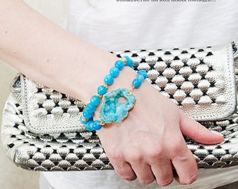 blue aquamarine bracelet aquamarine bracelet aquamarine jewelry gemstone bracelet blue bracelet beaded bracelet druzy bracelet druzy agate