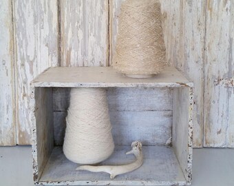 Vintage Wood Box, Farmhouse Crate, Rustic Wood Box, Chippy White Wooden Box, Dovetailed Wood Box, Wooden Crate, Antique Box, Primitive Box