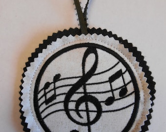 Treble Clef Ornament Christmas Ornament Embroidered Music Felt Ornament