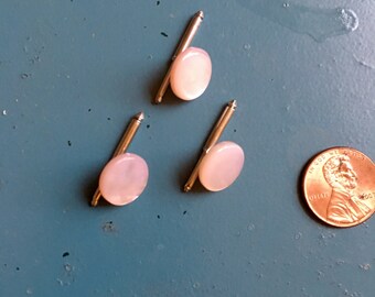 Vintage Pearl Shirt Studs Pink! Springback Slideback Men's Suits Gentlemens Unisex Accessories Suiting Costume Antique Notions NOS Fun!