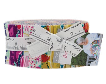 Beach Road Jelly Roll by Jen Kingwell for Moda Fabrics, 40 pieces 2.5 inch fabric strips--colorful bright--18132JR Moda Precuts