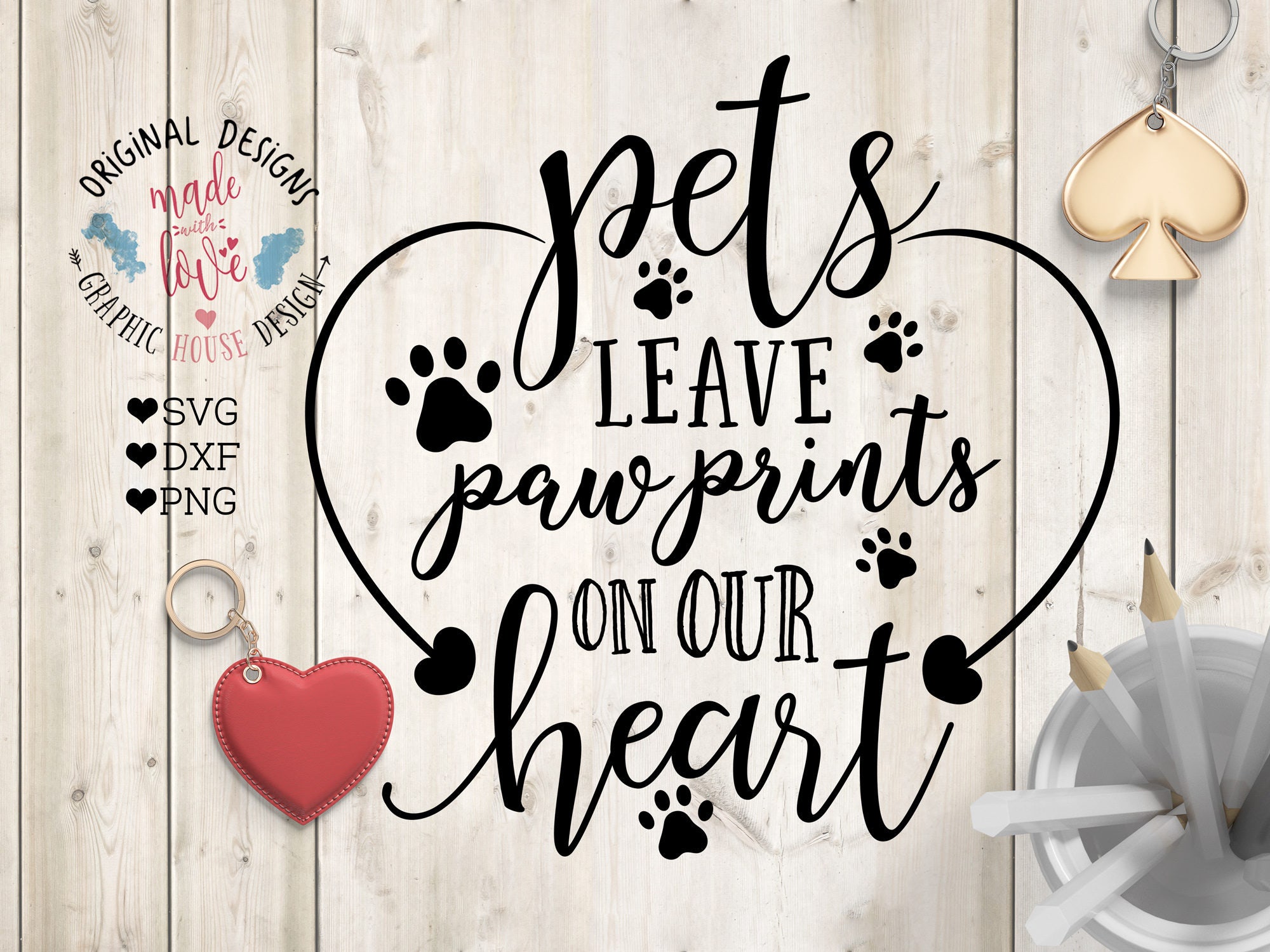 Download Pet Memorial Cut File in SVG DXF PNG Pets Leave Paw prints on