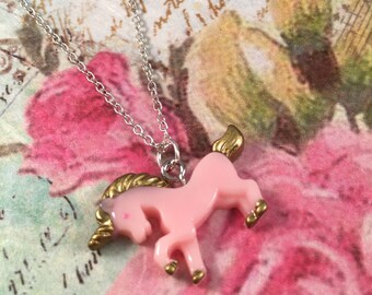 Pink Gold Resin Unicorn Pendant Necklace Children's Girls