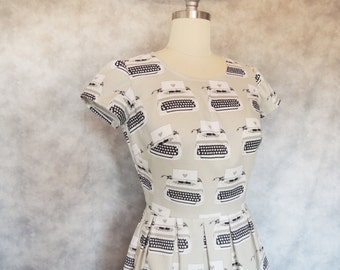 Typewriter Dress - Nerdy, Geeky, Quirky, Cute, Vintage Inspired, Retro, Women's Dress