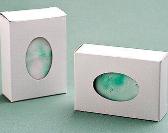 White Soap Boxes with Oval Window - Pack of 50