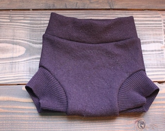 Medium Wool Diaper Cover in Deep Purple