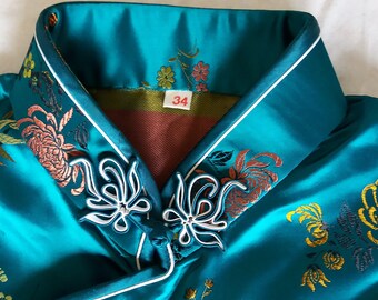 Vintage silk brocade Chinese cheongsam long dress