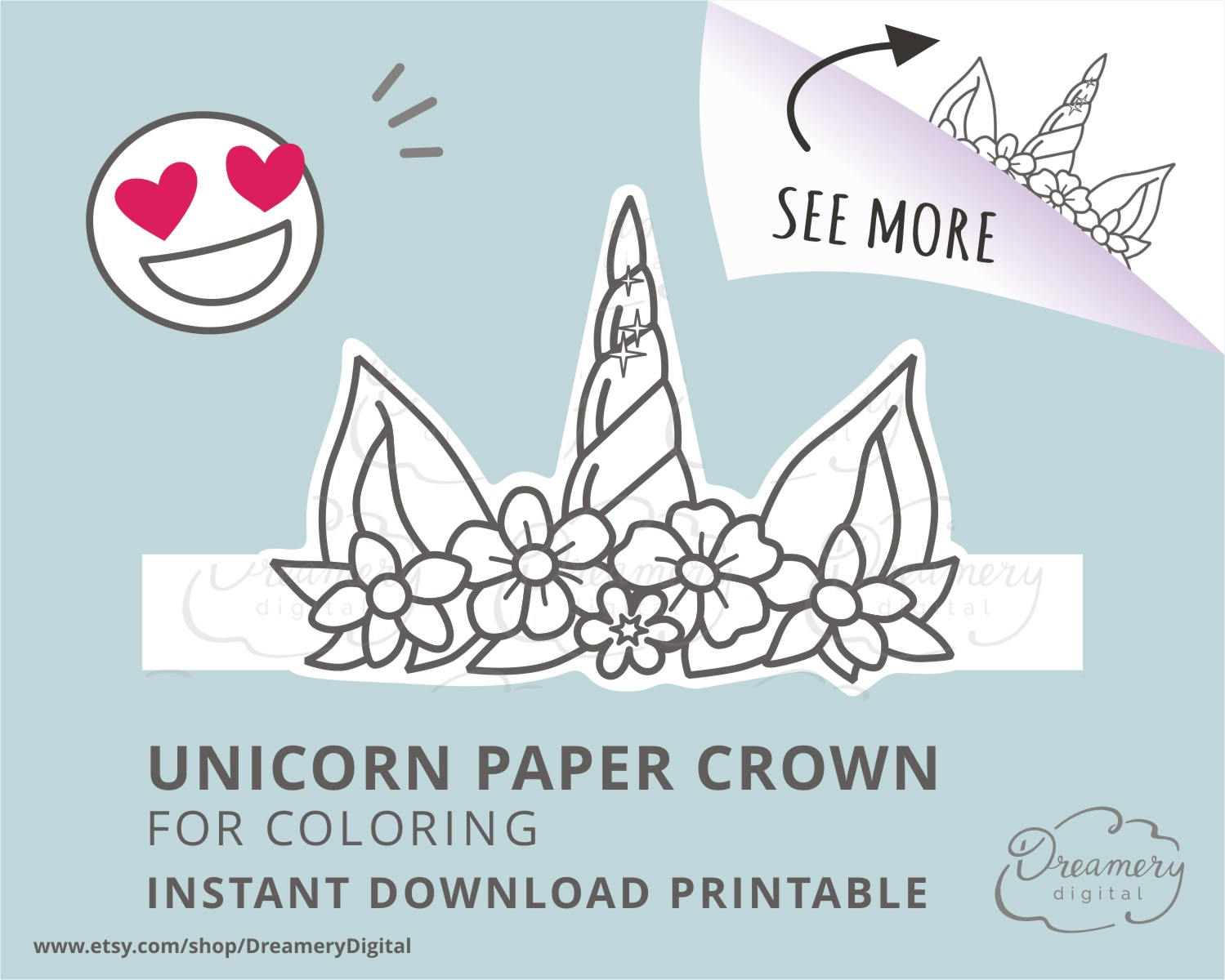 printable unicorn horn and ears paper hat unicorn coloring