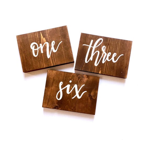 Wood Table Numbers Hand Painted Table Numbers Wedding