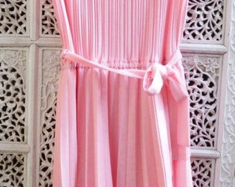 70s / 80s unworn razor pleat dress, size 16 to 18.
