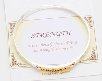 Embossed metal stretch bracelet (Strongth)