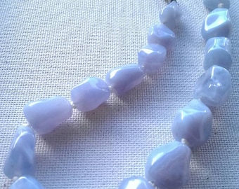 Vintage sky blue glass bead necklace