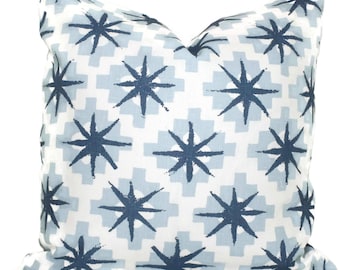 Peter Dunham Blue Stars Decorative Pillow Cover 18x18, 20x20, 22x22, 24x24, Eurosham or Lumbar Pillow, Throw pillow