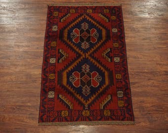Afghan 4X6 Tribal Hand-Knotted Wool Area Rug Oriental Carpet (3.6 x 5.10)