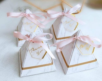 Reversible Marble/Pink & Gold Pyramid Box
