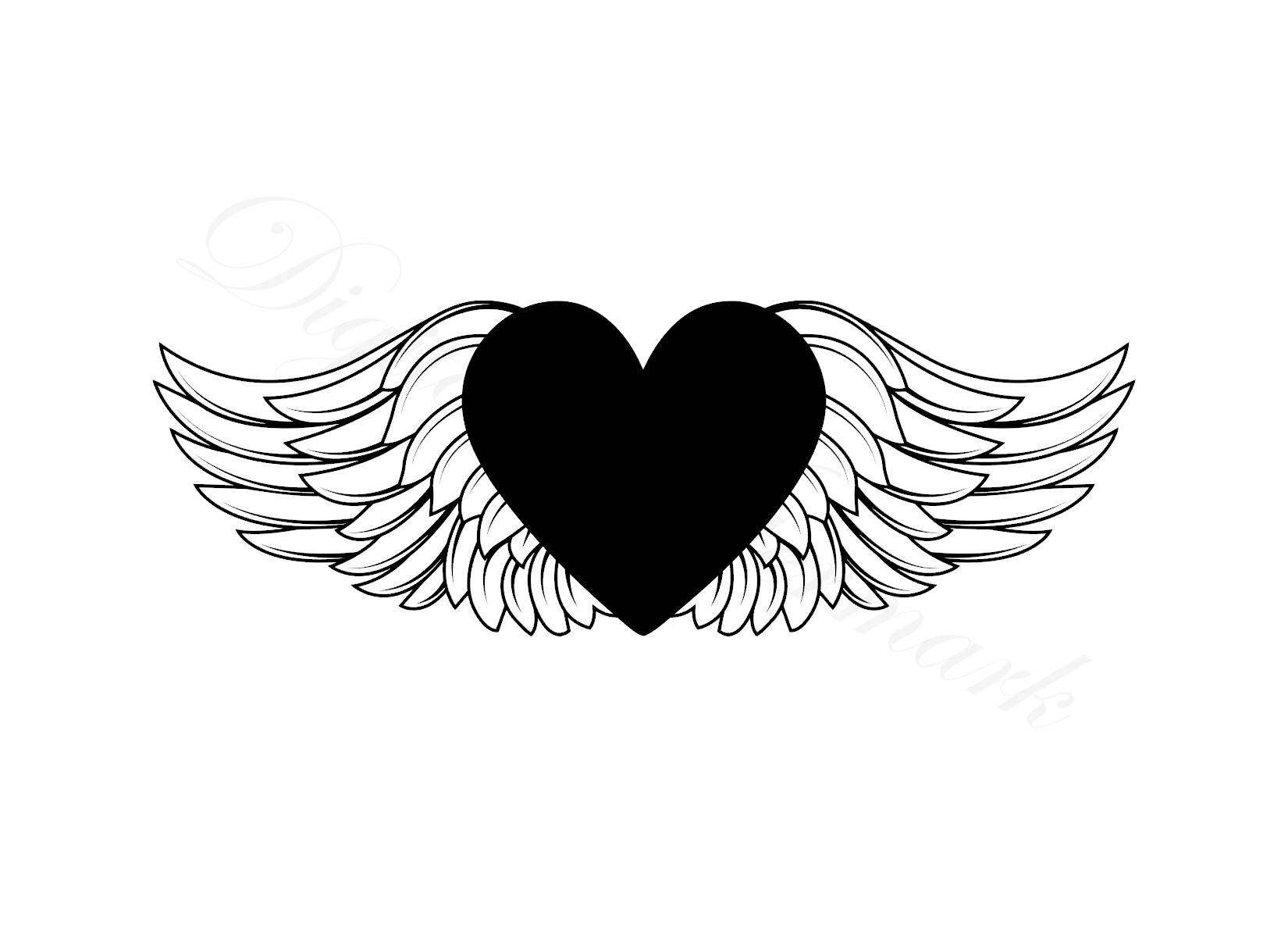 Download Angel Heart SVG & Studio 3 Cut File Stencils for Silhouette