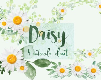 Daisy Clipart Digital Flowers DIY Invites Watercolor Scrapbooking Wedding Invitations Daisy Clipart Digital Flowers DIY Invites Watercolor Scrapbooking Wedding Invitations
