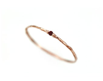 Garnet Ring, Gold Garnet Ring, Thin Garnet Ring, January Birthstone Ring, 14k Solid Gold, Stacking Garnet Ring Branch Ring Natural Garnet