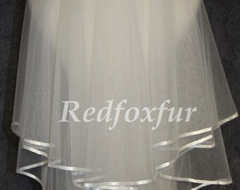 2 Layer Bridal Veil pearl wedding veil new white ivory