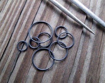 Small Black Hoop, Thin Black Cartilage Hoop, Matte Black Niobium Cartilage Earring, Black Nose Ring, 22G Black Helix Hoop, Hypoallergenic