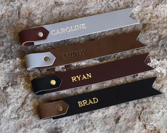 Personalized Leather Bookmark. Custom Genuine Leather Two Tone Bookmark, add your name, initials or a saying! Mongrammed Bookmark.