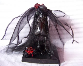 Black Crow Bride ; Gothic/Weird /Taxidermy/Halloween/ Wedding