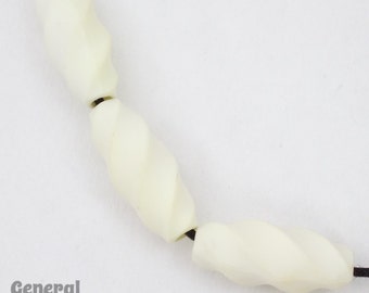 15mm x 34mm Matte Off White Lucite Twist Tube Bead (4 Pcs) #4453