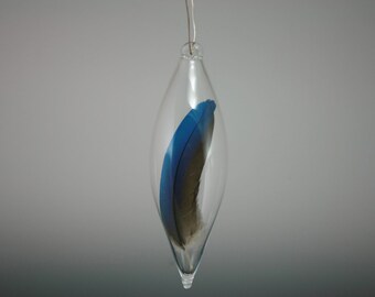 Glass Christmas Ornament - Meaningful Gift - Hand Blown Glass Ornament - Feather Ball