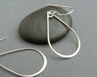 sterling silver wire teardrop earrings small hoop hook dangles everyday jewelry simple dainty delicate lightweight minimalist modern gift