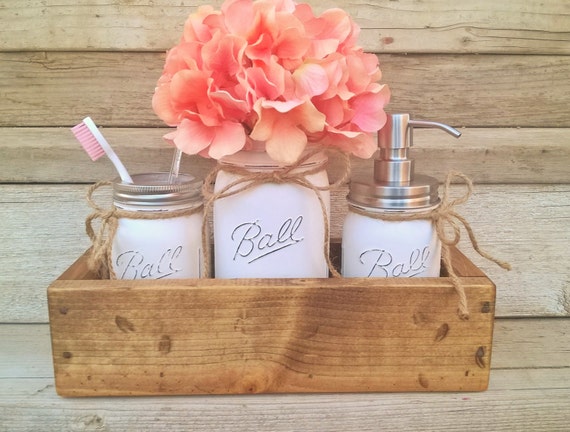  Mason  Jar  Planter Box Organizer Bathroom  Decor Mason  Jar 