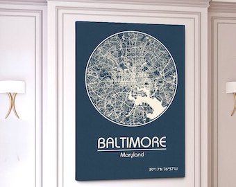 BALTIMORE CANVAS Map City Map Baltimore Maryland Art Print Baltimore Maryland poster Baltimore MD map art United States of America Poster