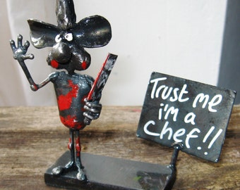 Chef Mouse Metal Sculpture (" Trust me i'm a Chef")