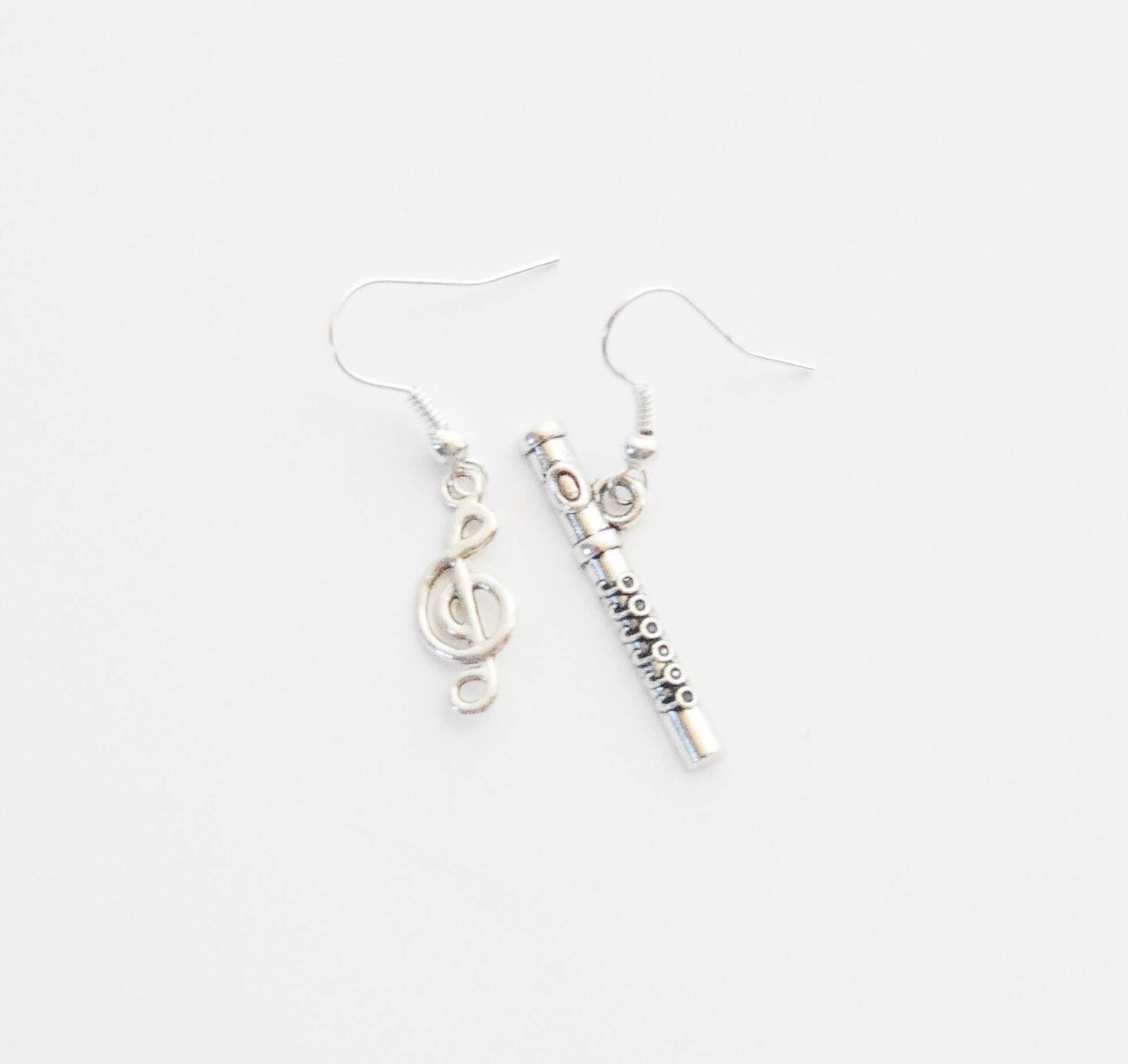 Flute Earrings Flute Jewelry Treble Clef Earrings Treble