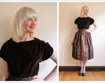 1950s Dress // Betty Barclay Velvet & Taffeta Dress // vintage 50s party dress