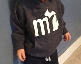 mi Soft Michigan Toddler Hoodie -- Blended State of Michigan Toddler hoodie