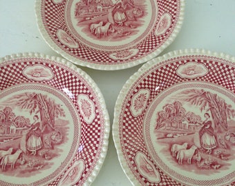 Vintage W. Adams & Son England Rural Scenes plates 3X