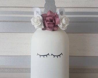 Unicorn Mason Jar- Child's Decor, Desk Tidy, Pen Pot, Make Up Brush Holder, Vase
