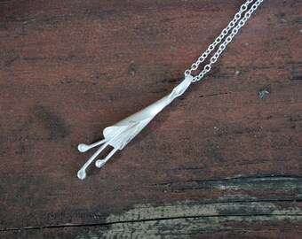 Sterling silver necklace | lily necklace | hand forged | rough jewelry | raw pendant | unique gift | handmade | 925 | fine jewelry | artisan
