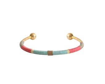 Thin bracelet LUCIEN - sea green, old pink and khaki