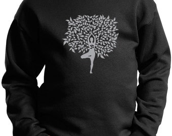 Kid's Yoga Sweatshirt Grey Tree Pose Sweat Shirt = PC90Y-GTREEPOSE