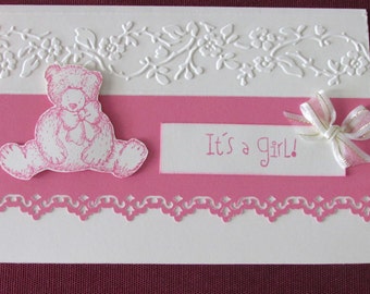 New baby. Birth card. Baby Girl card