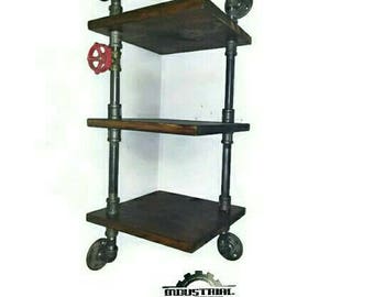 Corner Shelf unit, 3 level pipe shelves
