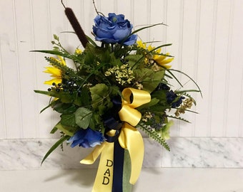 Cemetery Vase Flowers, Memorial Flowers, Grave Decoration for Headstone Vases, Side Vase Flowers for Grave